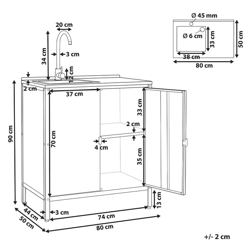 Keittiökaappi, jossa on pesuallas Vilama - Sininen, Hopea - Piha & ulkoaltaat - Grillaus - Ulkokeittiö - Valmis ulkokeittiö