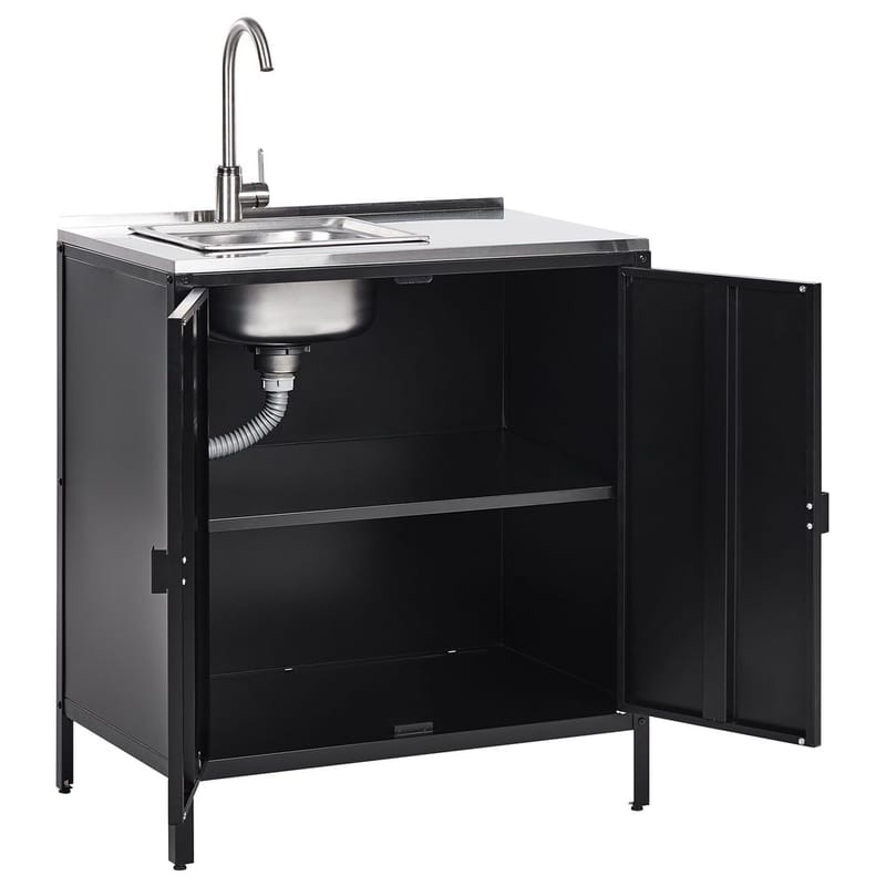 Keittiökaappi, jossa on pesuallas Vilama - Musta - Piha & ulkoaltaat - Grillaus - Ulkokeittiö - Valmis ulkokeittiö