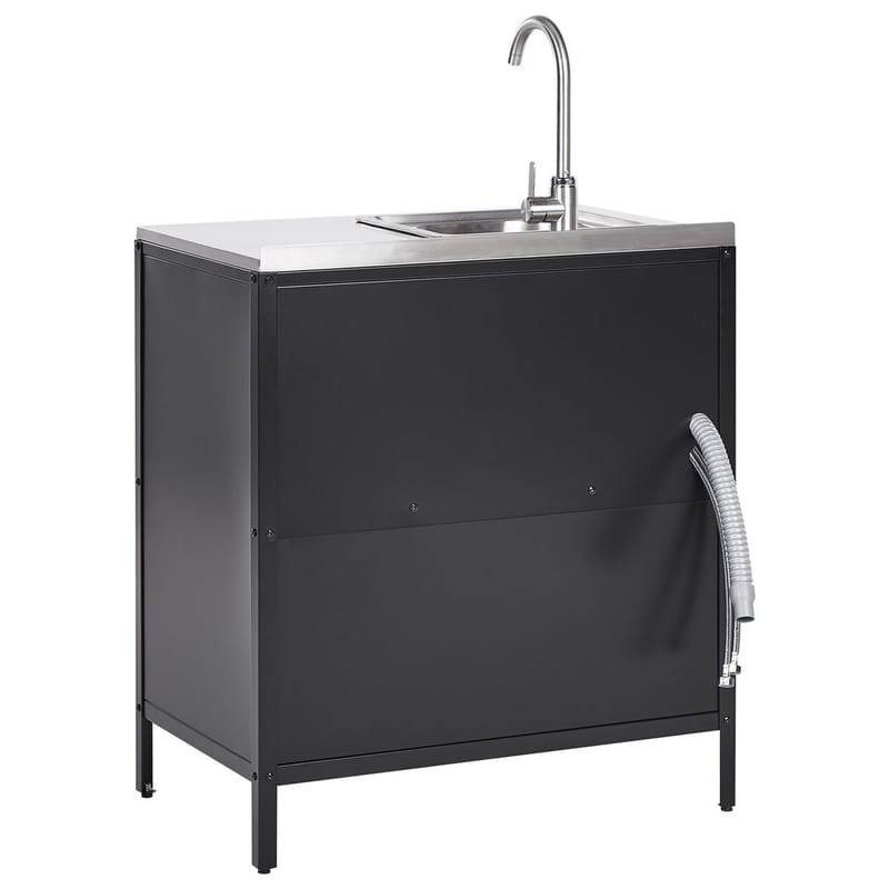 Keittiökaappi, jossa on pesuallas Vilama - Musta - Piha & ulkoaltaat - Grillaus - Ulkokeittiö - Valmis ulkokeittiö