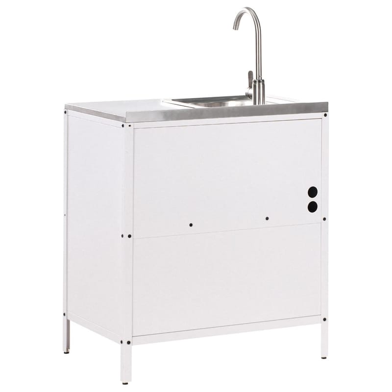 Keittiökaappi, jossa on pesuallas Vilama - Valkoinen, Hopea - Piha & ulkoaltaat - Grillaus - Ulkokeittiö - Valmis ulkokeittiö