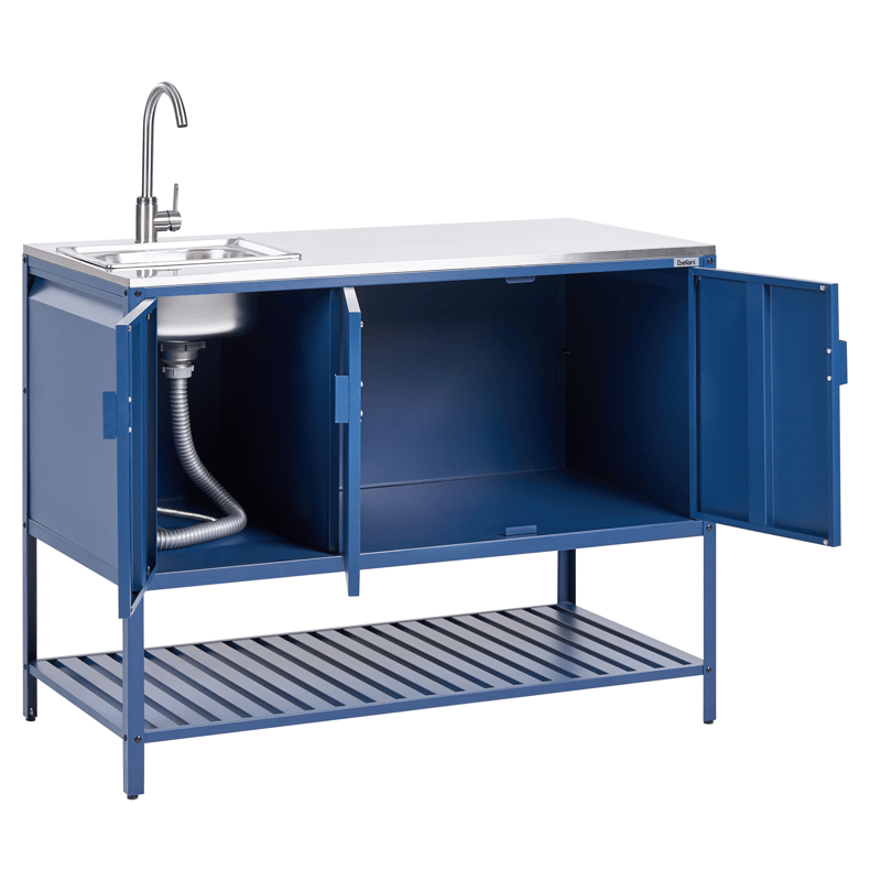 Keittiökaappi altaalla ulkokäyttöön Maenza Teräs - Sininen/Hopea - Piha & ulkoaltaat - Grillaus - Ulkokeittiö - Valmis ulkokeittiö