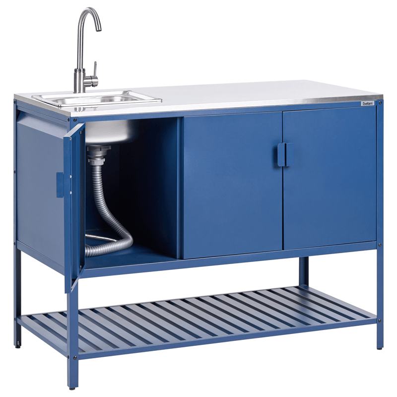 Keittiökaappi altaalla ulkokäyttöön Maenza Teräs - Sininen/Hopea - Piha & ulkoaltaat - Grillaus - Ulkokeittiö - Valmis ulkokeittiö