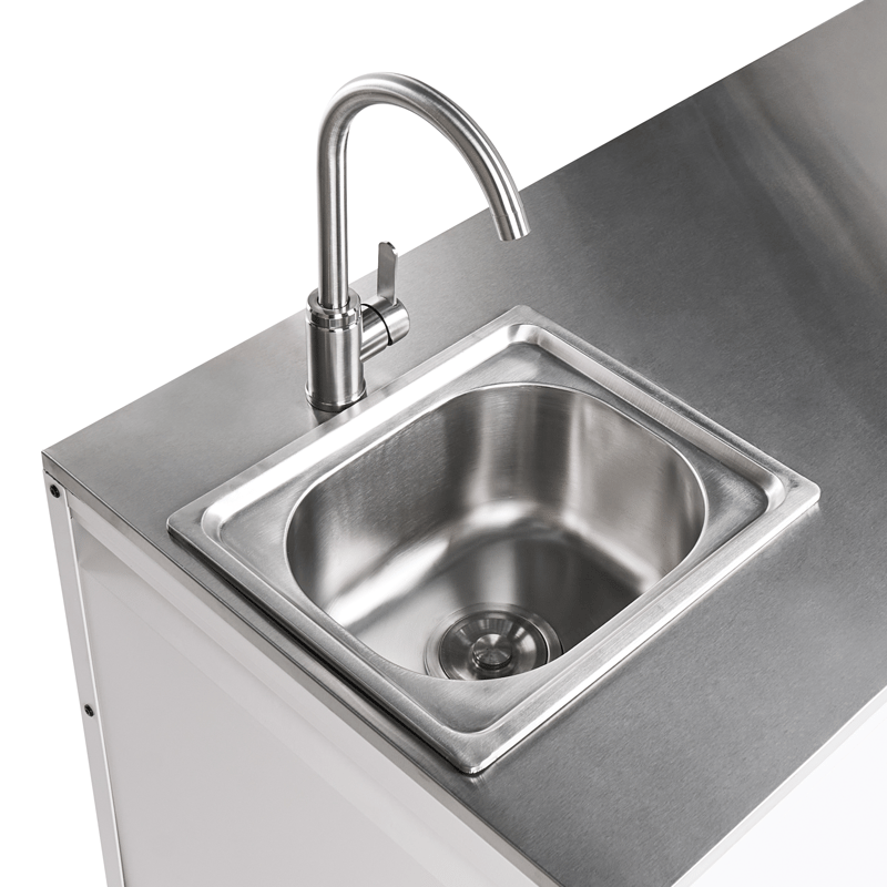 Keittiökaappi altaalla ulkokäyttöön Maenza Teräs - Valkoinen/musta - Piha & ulkoaltaat - Grillaus - Ulkokeittiö - Valmis ulkokeittiö