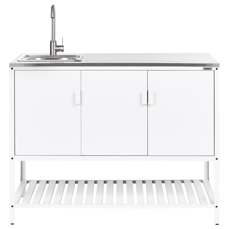 Keittiökaappi altaalla ulkokäyttöön Maenza Teräs - Valkoinen/musta - Piha & ulkoaltaat - Grillaus - Ulkokeittiö - Valmis ulkokeittiö