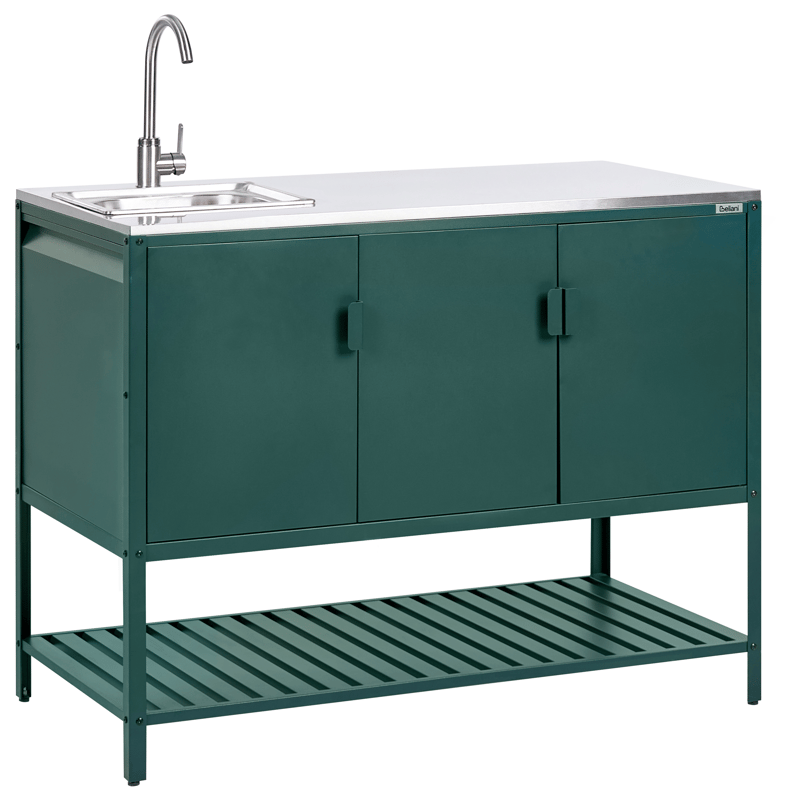 Keittiökaappi altaalla ulkokäyttöön Maenza Teräs, Vihreä/musta