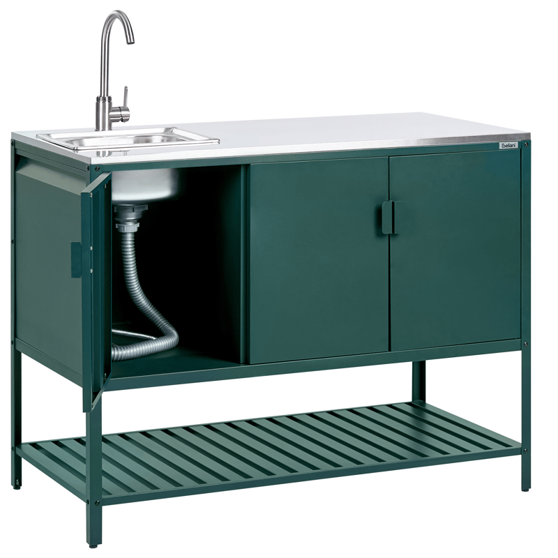 Keittiökaappi altaalla ulkokäyttöön Maenza Teräs - Vihreä/musta - Piha & ulkoaltaat - Grillaus - Ulkokeittiö - Valmis ulkokeittiö