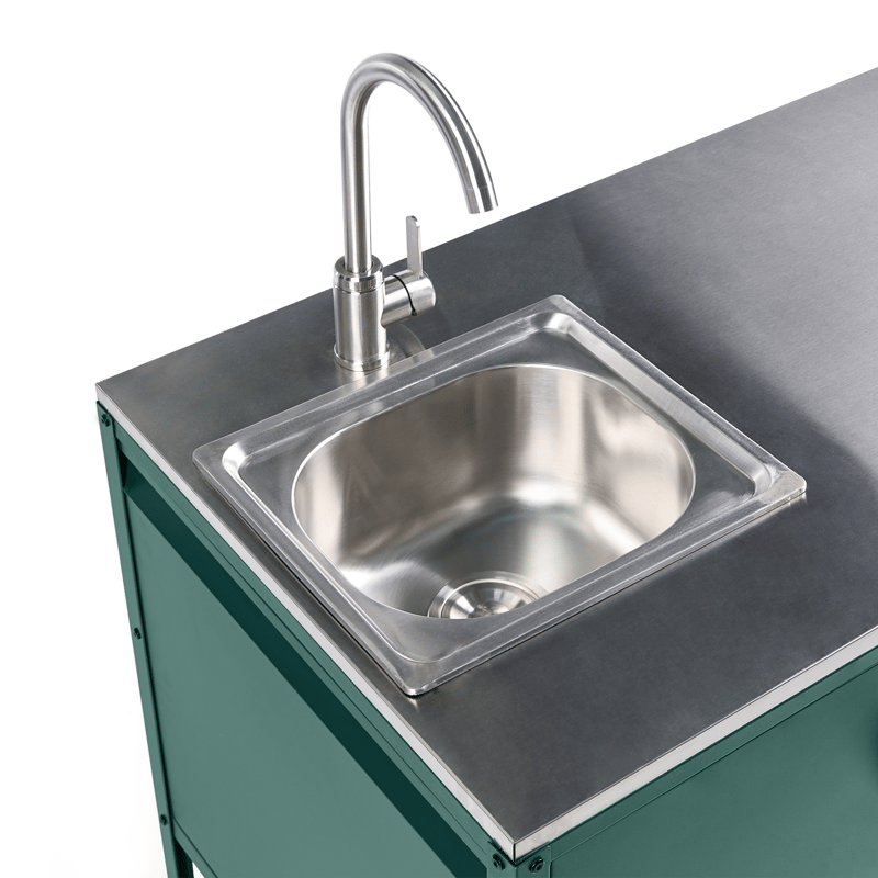 Keittiökaappi altaalla ulkokäyttöön Maenza Teräs - Vihreä/musta - Piha & ulkoaltaat - Grillaus - Ulkokeittiö - Valmis ulkokeittiö