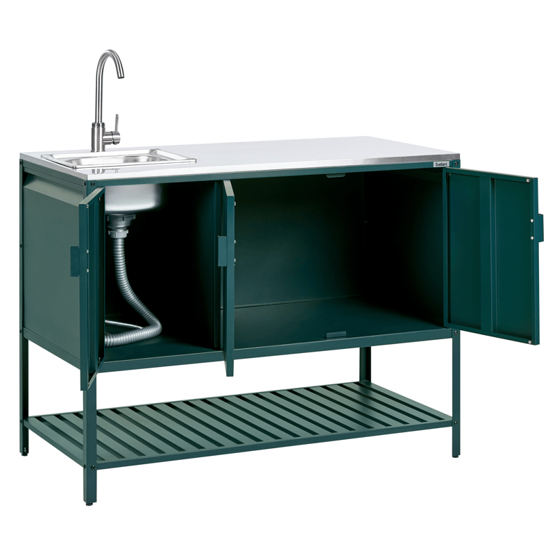 Keittiökaappi altaalla ulkokäyttöön Maenza Teräs - Vihreä/musta - Piha & ulkoaltaat - Grillaus - Ulkokeittiö - Valmis ulkokeittiö