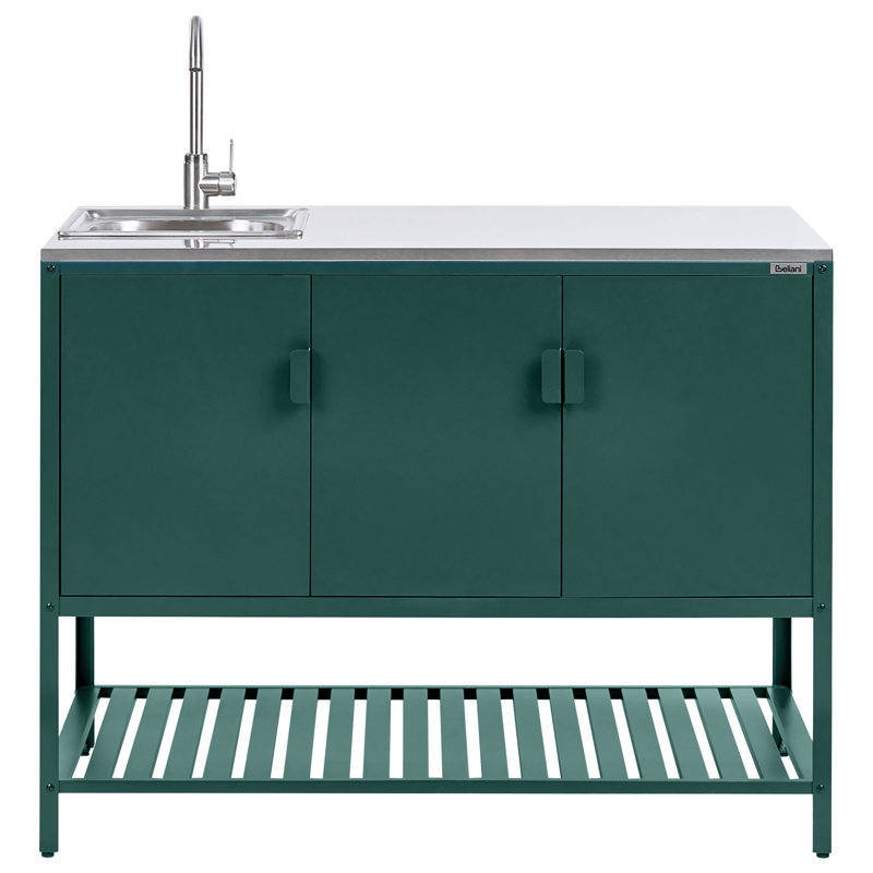 Keittiökaappi altaalla ulkokäyttöön Maenza Teräs - Vihreä/musta - Piha & ulkoaltaat - Grillaus - Ulkokeittiö - Valmis ulkokeittiö