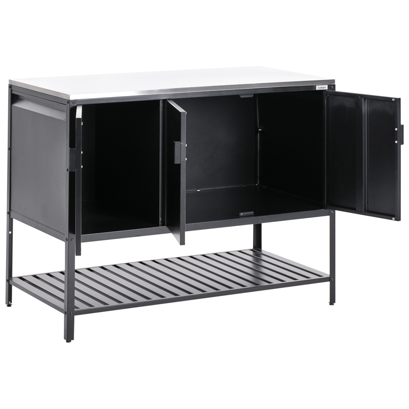 Keittiökaappi ulkokäyttöön Maenza Teräs - Musta/Hopea - Piha & ulkoaltaat - Grillaus - Ulkokeittiö - Valmis ulkokeittiö