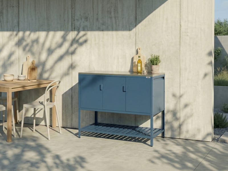 Keittiökaappi ulkokäyttöön Maenza Teräs - Sininen/hopea - Piha & ulkoaltaat - Grillaus - Ulkokeittiö - Valmis ulkokeittiö