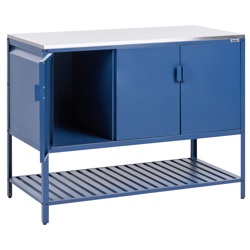 Keittiökaappi ulkokäyttöön Maenza Teräs - Sininen/hopea - Piha & ulkoaltaat - Grillaus - Ulkokeittiö - Valmis ulkokeittiö