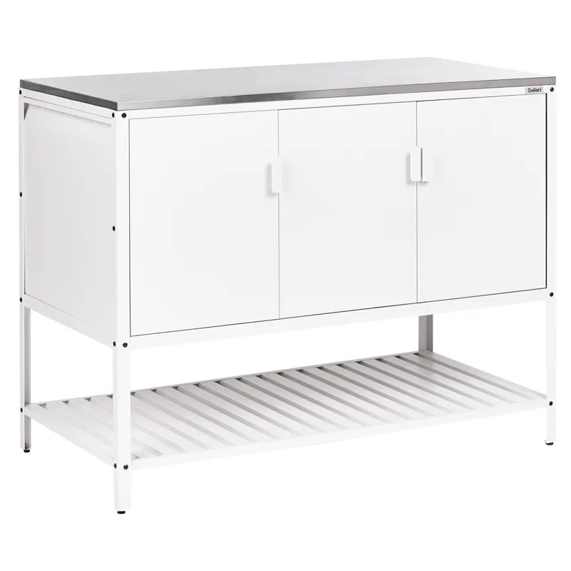 Keittiökaappi ulkokäyttöön Maenza, Valkoinen/hopea