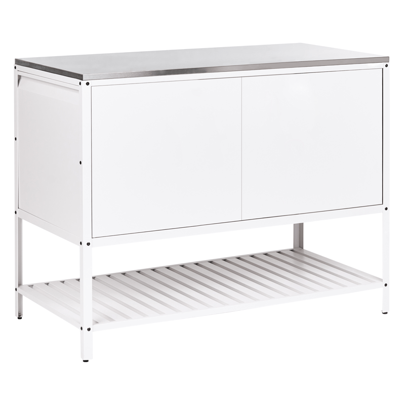 Keittiökaappi ulkokäyttöön Maenza - Valkoinen/hopea - Piha & ulkoaltaat - Grillaus - Ulkokeittiö - Valmis ulkokeittiö