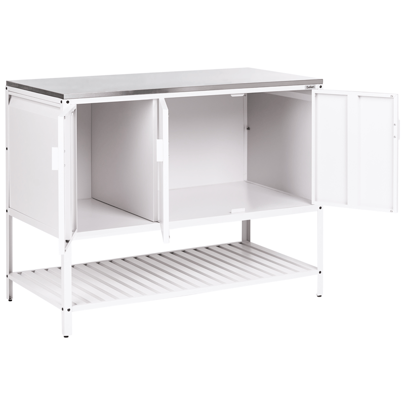 Keittiökaappi ulkokäyttöön Maenza - Valkoinen/hopea - Piha & ulkoaltaat - Grillaus - Ulkokeittiö - Valmis ulkokeittiö