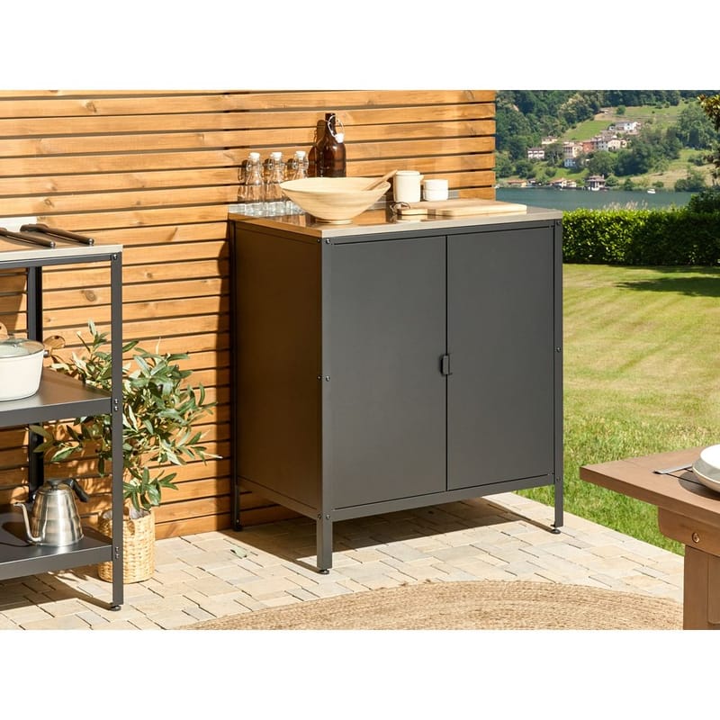 Keittiökaappi Vilama - Musta, Hopea - Piha & ulkoaltaat - Grillaus - Ulkokeittiö - Valmis ulkokeittiö
