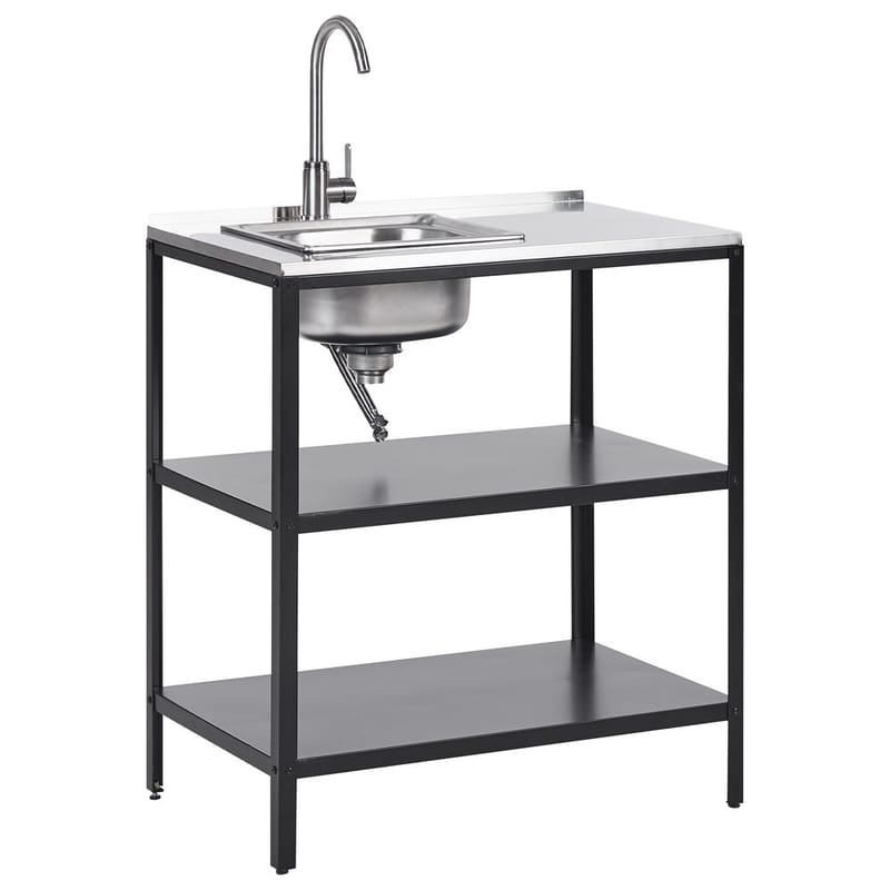 Keittiösaareke, jossa on pesuallas Vilama, Musta, Hopea