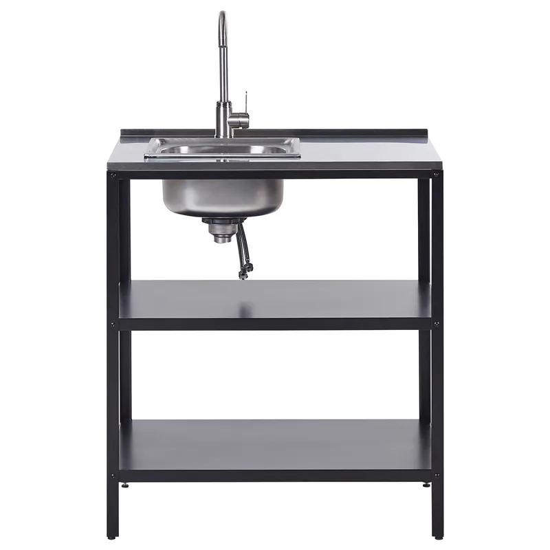 Keittiösaareke, jossa on pesuallas Vilama - Musta, Hopea - Piha & ulkoaltaat - Grillaus - Ulkokeittiö - Valmis ulkokeittiö