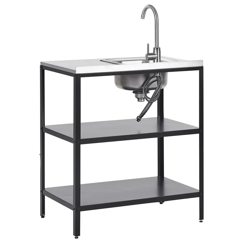 Keittiösaareke, jossa on pesuallas Vilama - Musta, Hopea - Piha & ulkoaltaat - Grillaus - Ulkokeittiö - Valmis ulkokeittiö