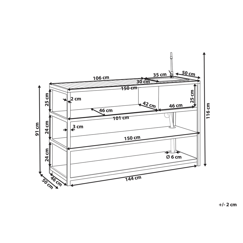 Keittiösaareke altaalla ulkokäyttöön Avetrana - Valkoinen/Ruskea - Piha & ulkoaltaat - Grillaus - Ulkokeittiö - Valmis ulkokeittiö