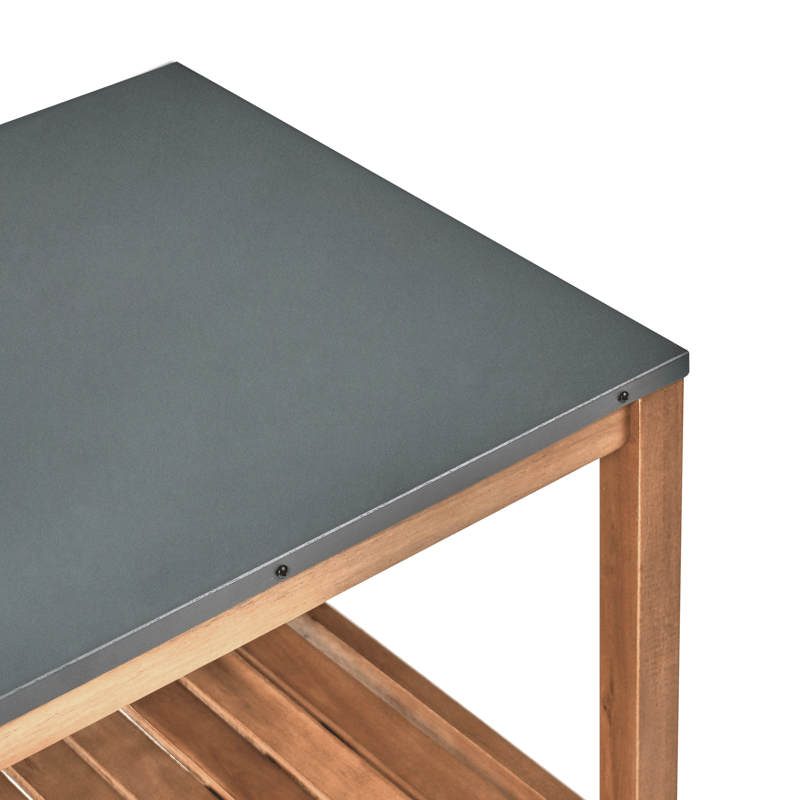 Keittiösaareke altaalla ulkokäyttöön Brucoli akaasiapuu - Ruskea/harmaa/musta/hopea - Piha & ulkoaltaat - Grillaus - Ulkokeittiö - Valmis ulkokeittiö