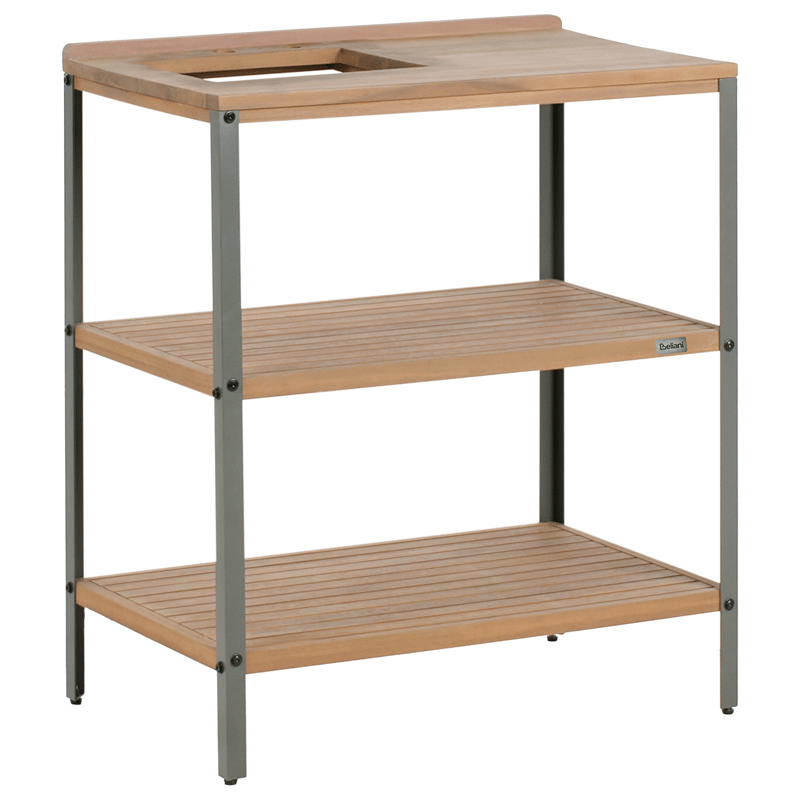 Keittiösaareke altaalla ulkokäyttöön Ivrea akaasiapuu - Ruskea/Harmaa/Musta - Piha & ulkoaltaat - Grillaus - Ulkokeittiö - Valmis ulkokeittiö