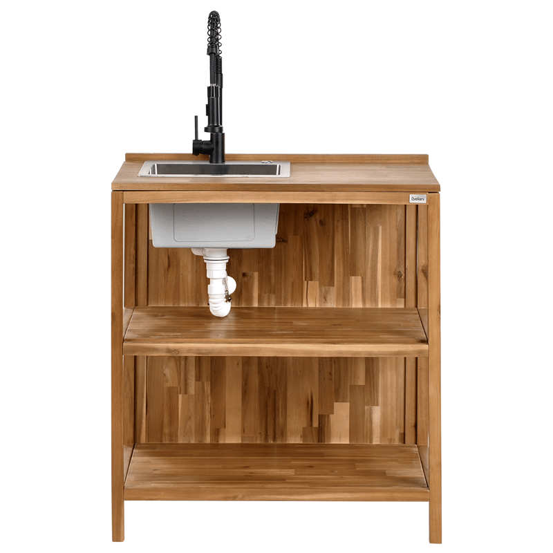 Keittiösaareke altaalla ulkokäyttöön Venosa akaasiapuu Ruskea/ - Ruskea/Musta - Piha & ulkoaltaat - Grillaus - Ulkokeittiö - Valmis ulkokeittiö