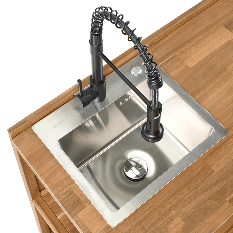 Keittiösaareke altaalla ulkokäyttöön Venosa akaasiapuu Ruskea/ - Ruskea/Musta - Piha & ulkoaltaat - Grillaus - Ulkokeittiö - Valmis ulkokeittiö