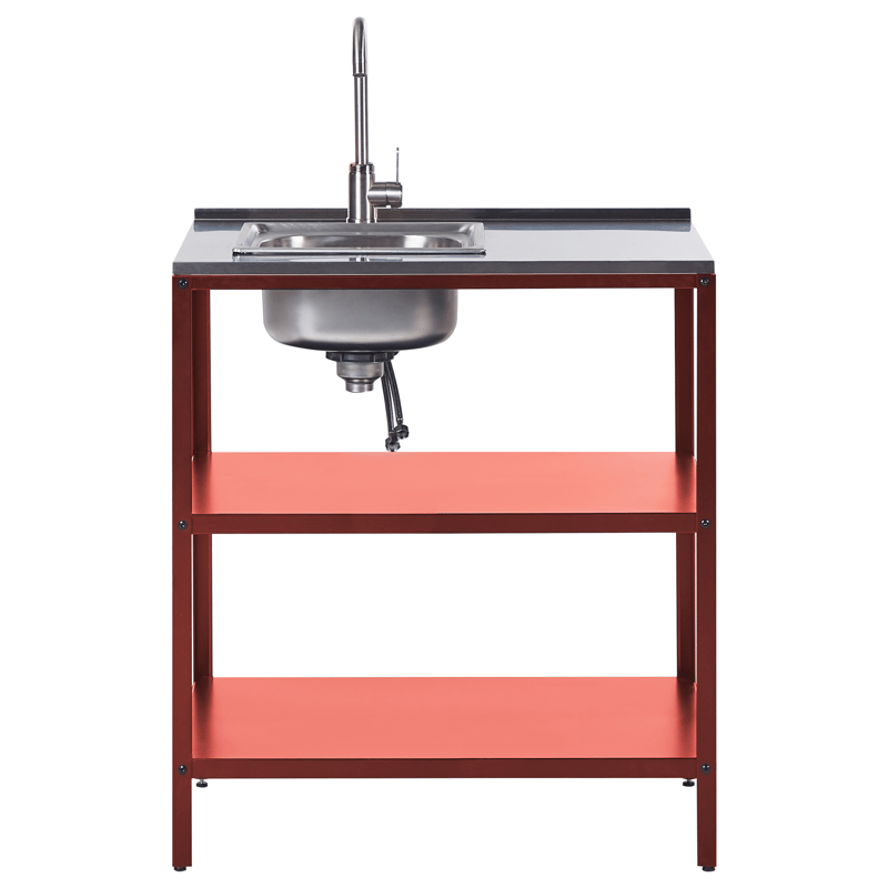 Keittiösaareke altaalla ulkokäyttöön Vilama - Punainen/Hopea - Piha & ulkoaltaat - Grillaus - Ulkokeittiö - Valmis ulkokeittiö