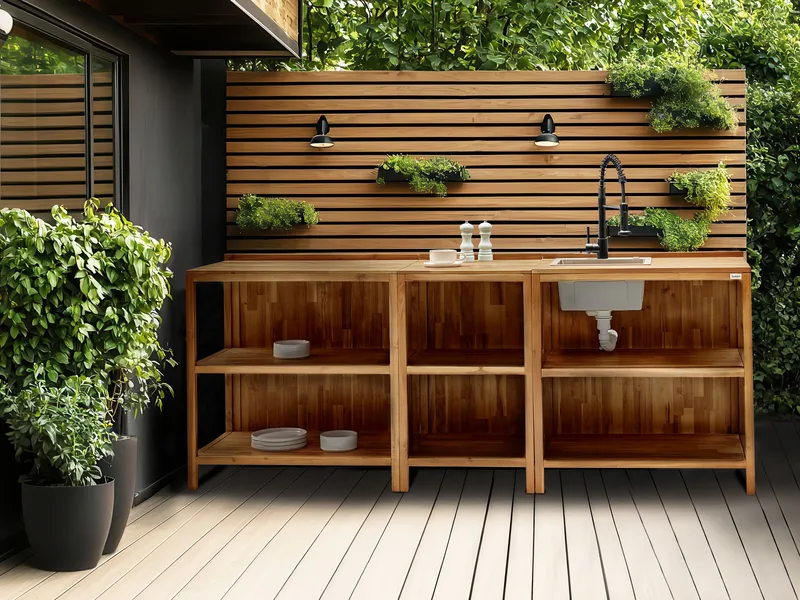 Keittiösaareke ulkokäyttöön Venosa akaasiapuu - Ruskea - Piha & ulkoaltaat - Grillaus - Ulkokeittiö - Valmis ulkokeittiö