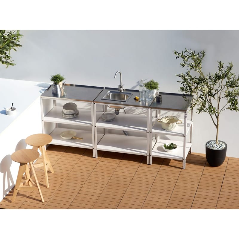 Pieni keittiösaari Vilama - Valkoinen, Hopea - Piha & ulkoaltaat - Grillaus - Ulkokeittiö - Valmis ulkokeittiö