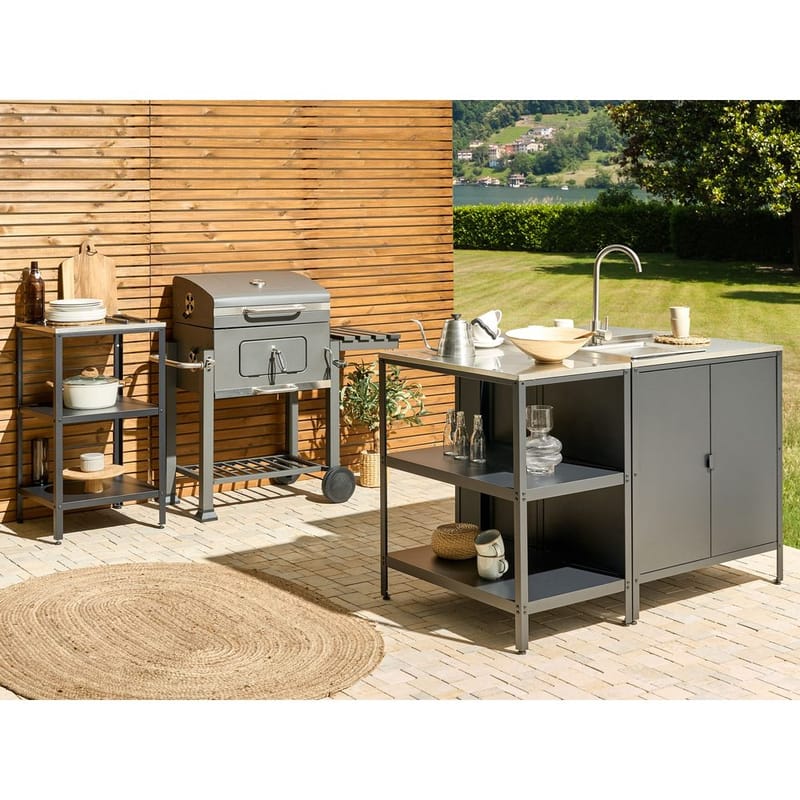 Suuri keittiösaareke Vilama - Musta, Hopea - Piha & ulkoaltaat - Grillaus - Ulkokeittiö - Valmis ulkokeittiö