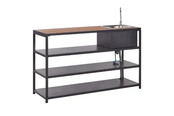 Trädgårdskök Beliani Avetrana 159x50x116 cm Black||Light wood - Piha & ulkoaltaat - Grillaus - Ulkokeittiö - Tee oma ulkokeittiösi