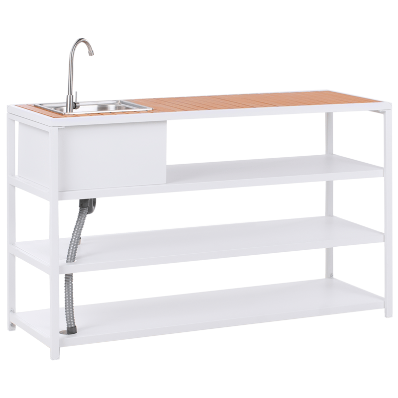 Ulkokeittiö altaalla Avetrana Teräs - Valkoinen/Ruskea - Piha & ulkoaltaat - Grillaus - Ulkokeittiö - Valmis ulkokeittiö