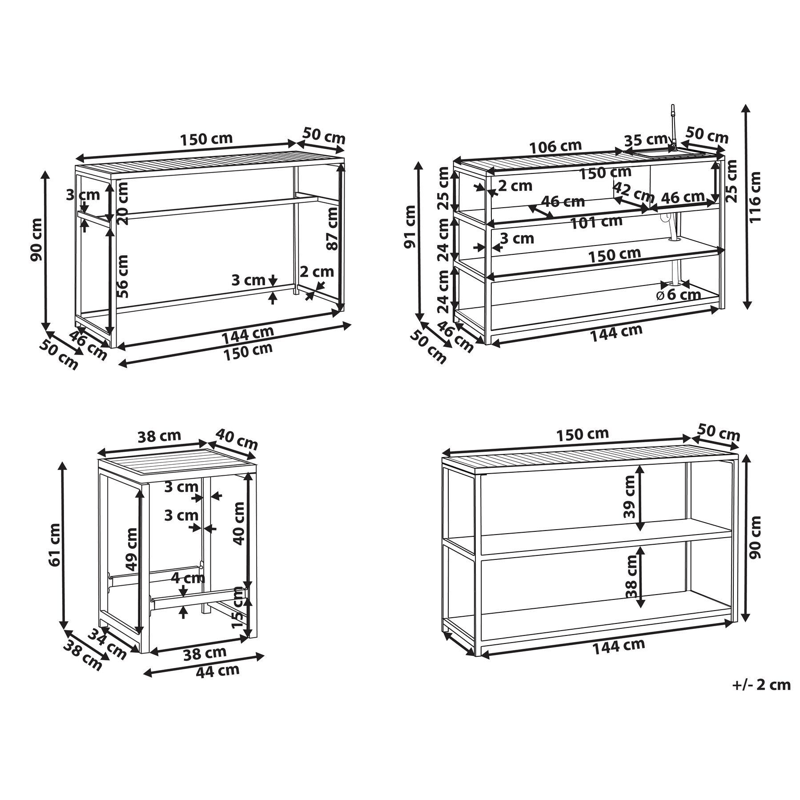 Ulkokeittiö altaalla Avetrana Teräs - Valkoinen/Ruskea - Piha & ulkoaltaat - Grillaus - Ulkokeittiö - Valmis ulkokeittiö