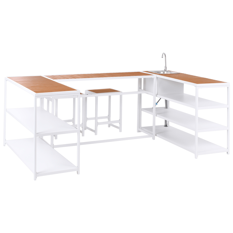 Ulkokeittiö altaalla Avetrana Teräs - Valkoinen/Ruskea - Piha & ulkoaltaat - Grillaus - Ulkokeittiö - Valmis ulkokeittiö