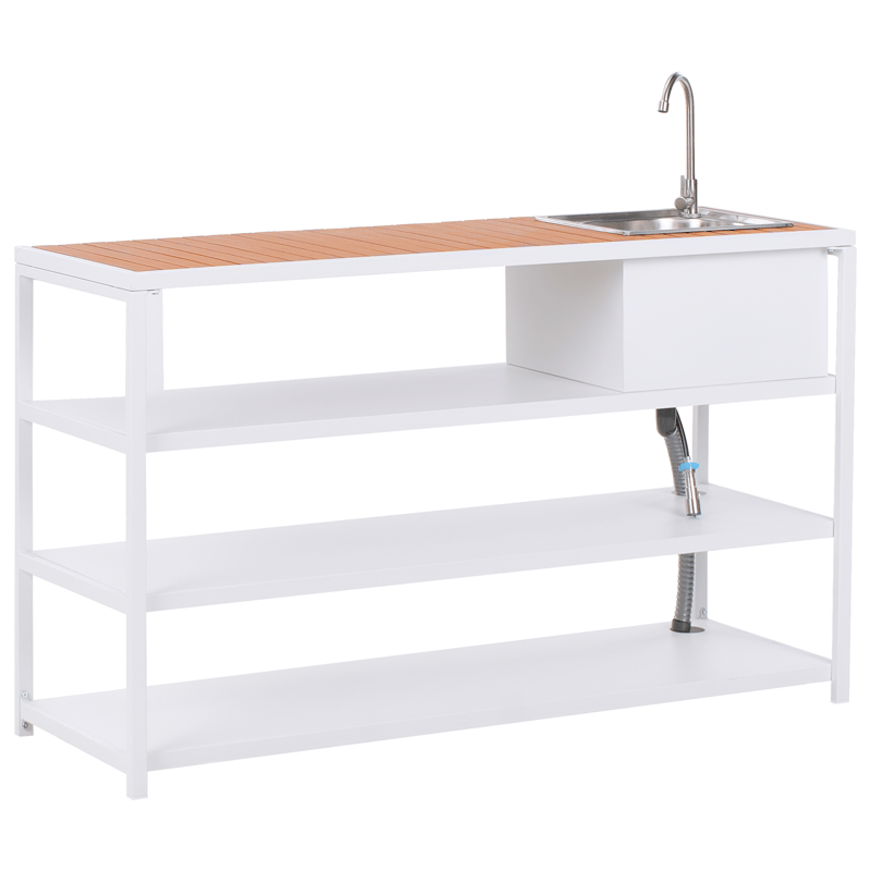 Ulkokeittiö altaalla Avetrana Teräs - Valkoinen/Ruskea - Piha & ulkoaltaat - Grillaus - Ulkokeittiö - Valmis ulkokeittiö