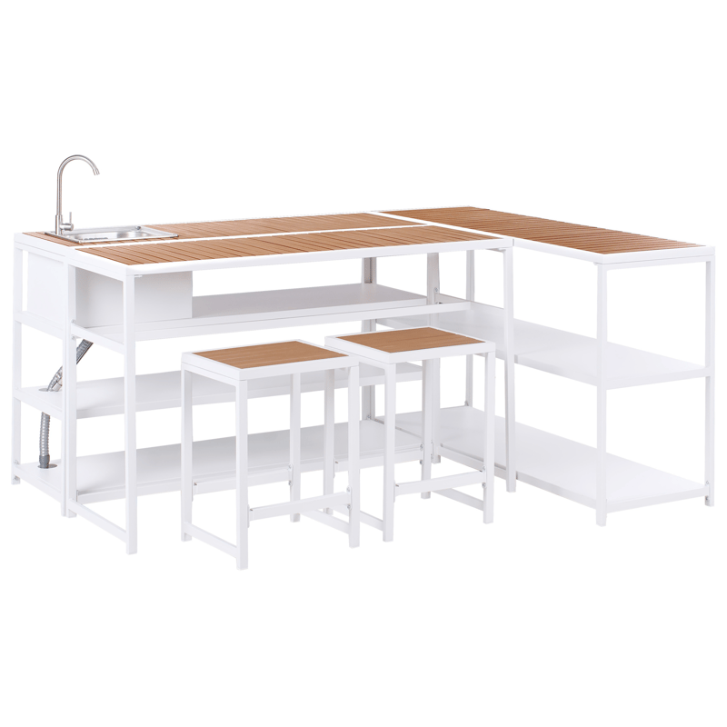 Ulkokeittiö altaalla Avetrana Teräs - Valkoinen/Ruskea - Piha & ulkoaltaat - Grillaus - Ulkokeittiö - Valmis ulkokeittiö