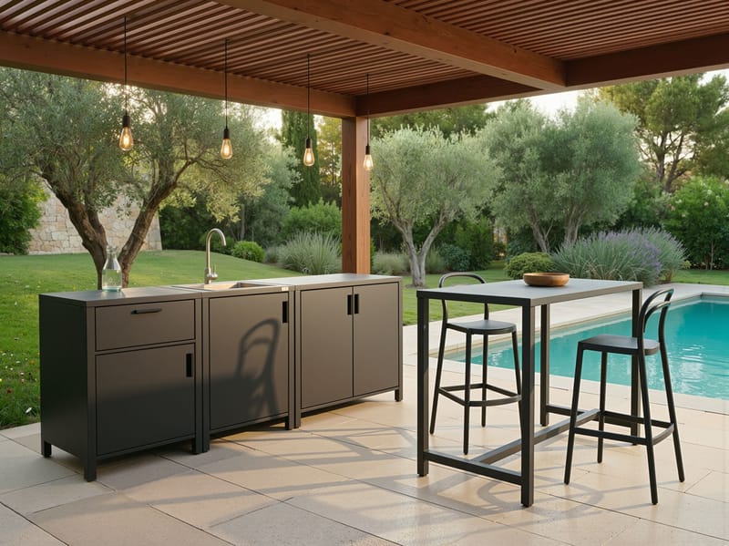 Ulkokeittiö altaalla Rocha Alumiini - Harmaa - Piha & ulkoaltaat - Grillaus - Ulkokeittiö - Valmis ulkokeittiö