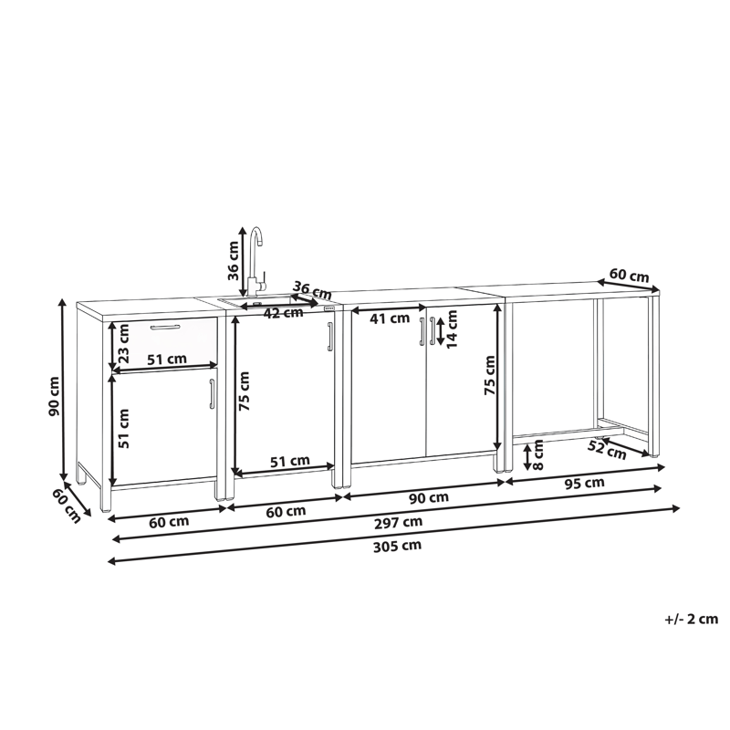 Ulkokeittiö altaalla Rocha Alumiini - Harmaa - Piha & ulkoaltaat - Grillaus - Ulkokeittiö - Valmis ulkokeittiö
