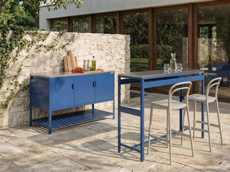 Ulkokeittiösetti 2-osainen baaripöydällä Maenza - Sininen/Hopea - Piha & ulkoaltaat - Grillaus - Ulkokeittiö - Valmis ulkokeittiö