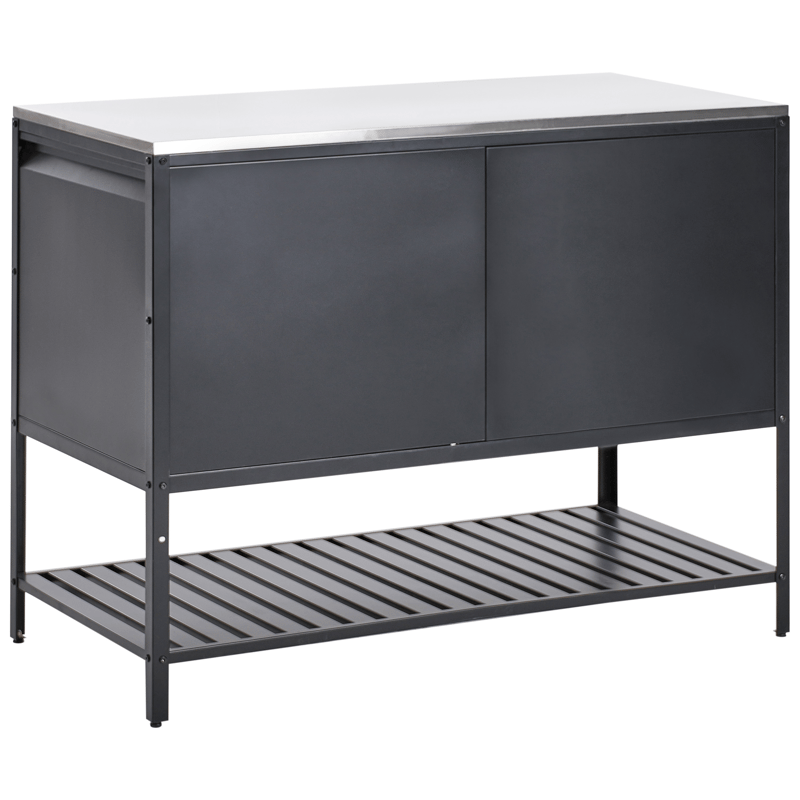 Ulkokeittiösetti 2-osainen baaripöydällä Maenza Teräs - Musta/hopea - Piha & ulkoaltaat - Grillaus - Ulkokeittiö - Valmis ulkokeittiö