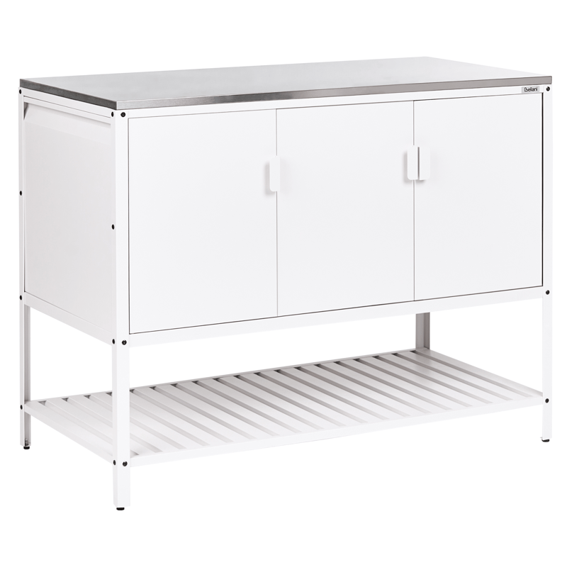 Ulkokeittiösetti 2-osainen baaripöydällä Maenza Teräs - Valkoinen/musta - Piha & ulkoaltaat - Grillaus - Ulkokeittiö - Valmis ulkokeittiö