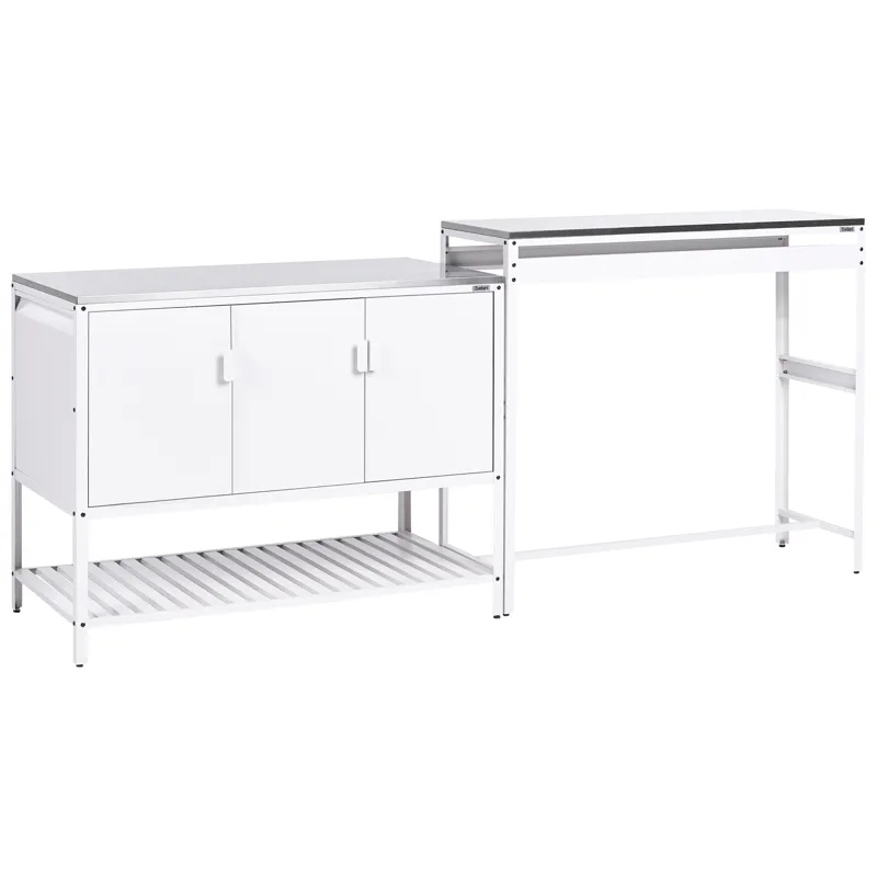 Ulkokeittiösetti 2-osainen baaripöydällä Maenza Teräs, Valkoinen/musta