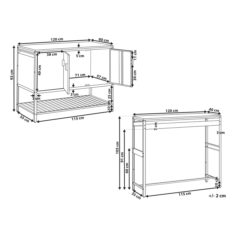 Ulkokeittiösetti 2-osainen baaripöydällä Maenza Teräs - Valkoinen/musta - Piha & ulkoaltaat - Grillaus - Ulkokeittiö - Valmis ulkokeittiö