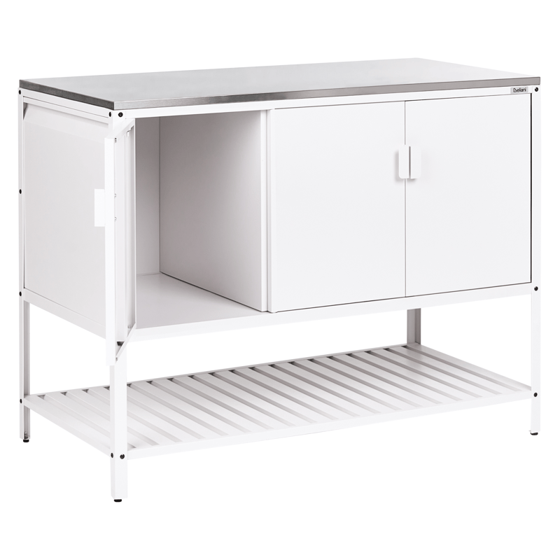 Ulkokeittiösetti 2-osainen baaripöydällä Maenza Teräs - Valkoinen/musta - Piha & ulkoaltaat - Grillaus - Ulkokeittiö - Valmis ulkokeittiö