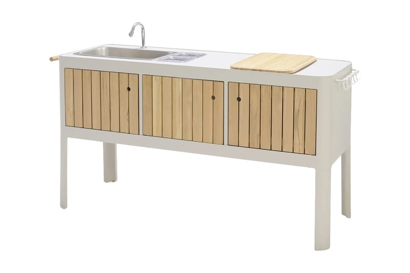 Ulkokeittiö Portals 174 cm, Valkoinen/Puu