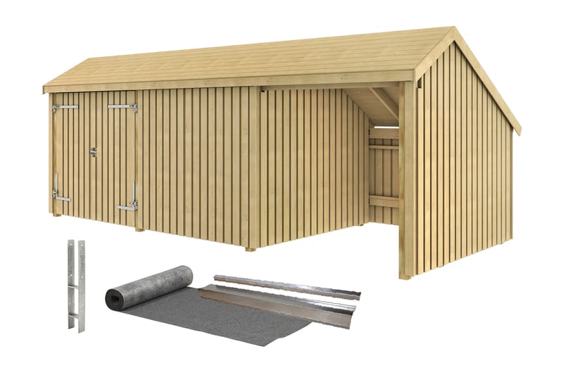PLUS Multi Puutarhavaja 15,5 m² - 3 moduulia tuplaovella - Harmaa - Piha & ulkoaltaat - Lasiterassi & pihamökki - Mökit - Vierasmökki