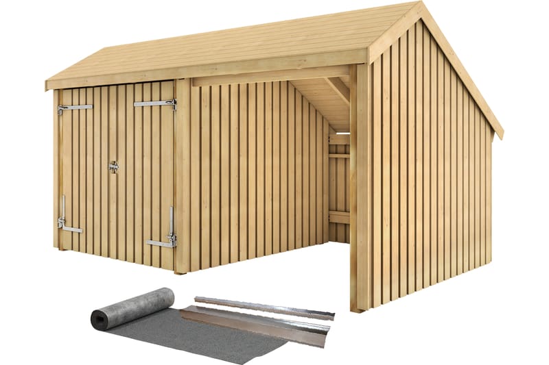 PLUS Multi Puutarhavaja 10,5 m² - 2 moduulia tuplaovella - Harmaa - Piha & ulkoaltaat - Lasiterassi & pihamökki - Mökit - Vierasmökki