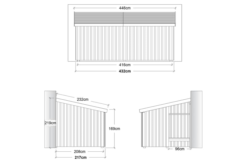PLUS Nordic Multi Trädgårdshus Seinämodell  9,5 m² - Halvstä - Harmaa - Piha & ulkoaltaat - Lasiterassi & pihamökki - Mökit - Vierasmökki